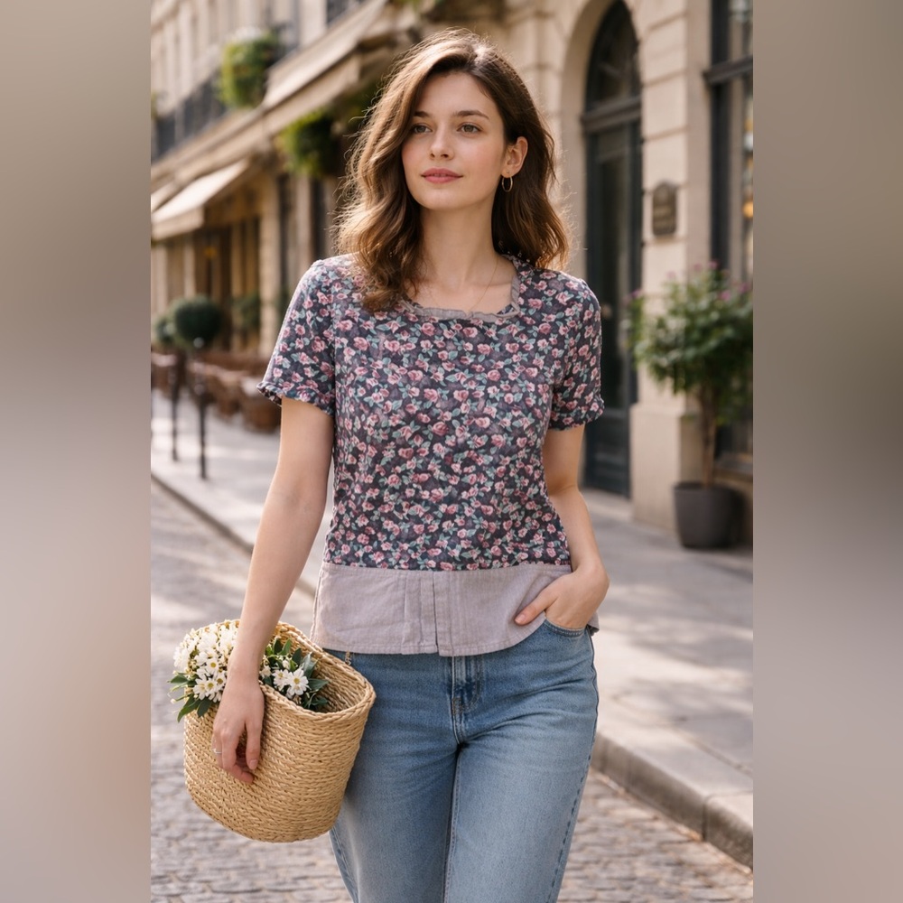 laura ashley floral front pockets blouse June sale